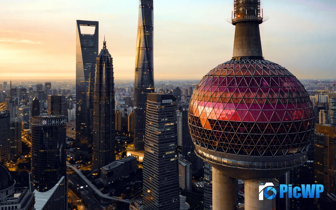 Oriental Pearl Tower Lujiazui Skyline Shanghai China 5K PC Wallpaper