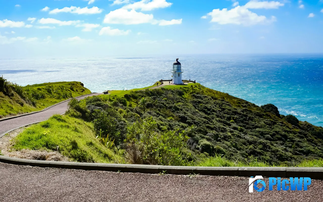 Sea Bay Coast Lighting Tower Cape Reinga New Zealand 5K PC Wallpaper