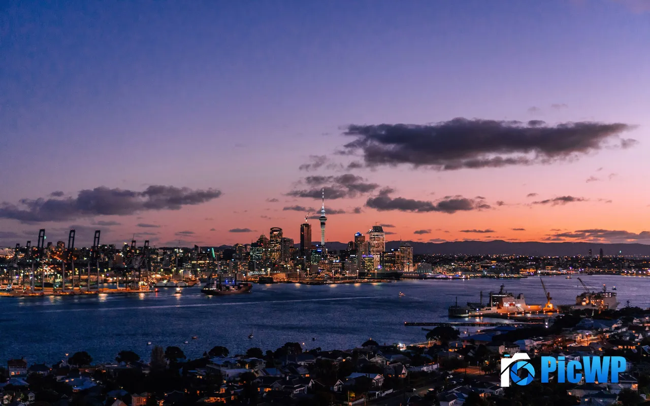 Summer Sunset City Skyline Auckland New Zealand 5K PC Wallpaper