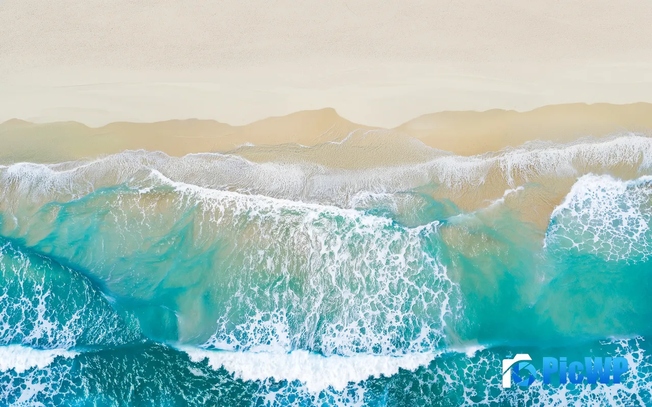 Coast Ocean Waves Beach Dreamy Aerial View Aesthetic 5K PC Wallpaper
