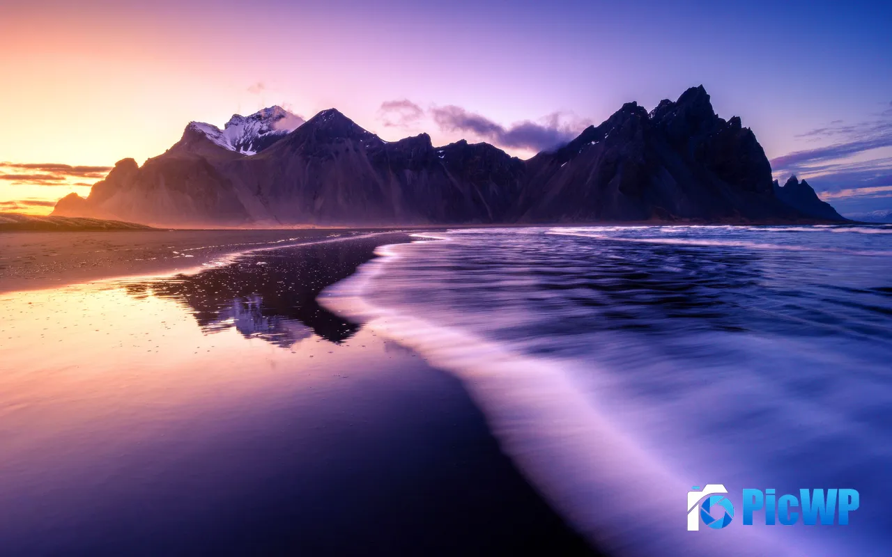 Sunset Icel<font color=red>and</font> Black Beach Sea Scenery Shoreline 5K PC Wallpaper