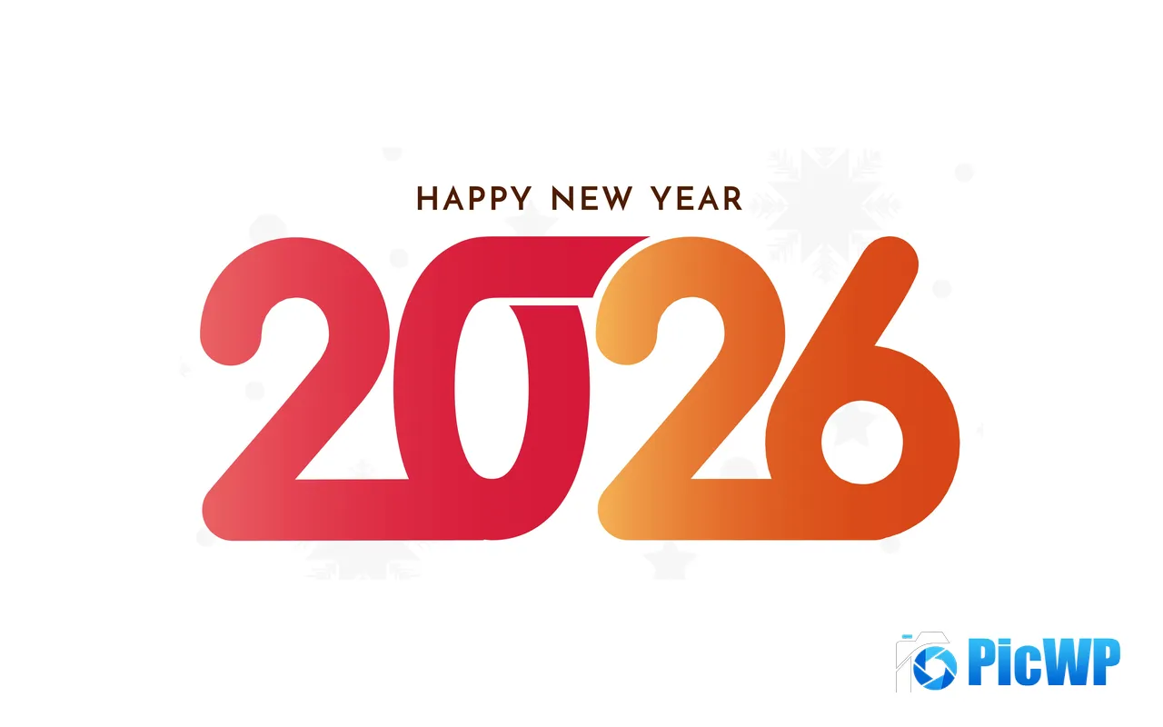 Happy New Year 2026 Holiday Simple Design 5K PC Wallpaper