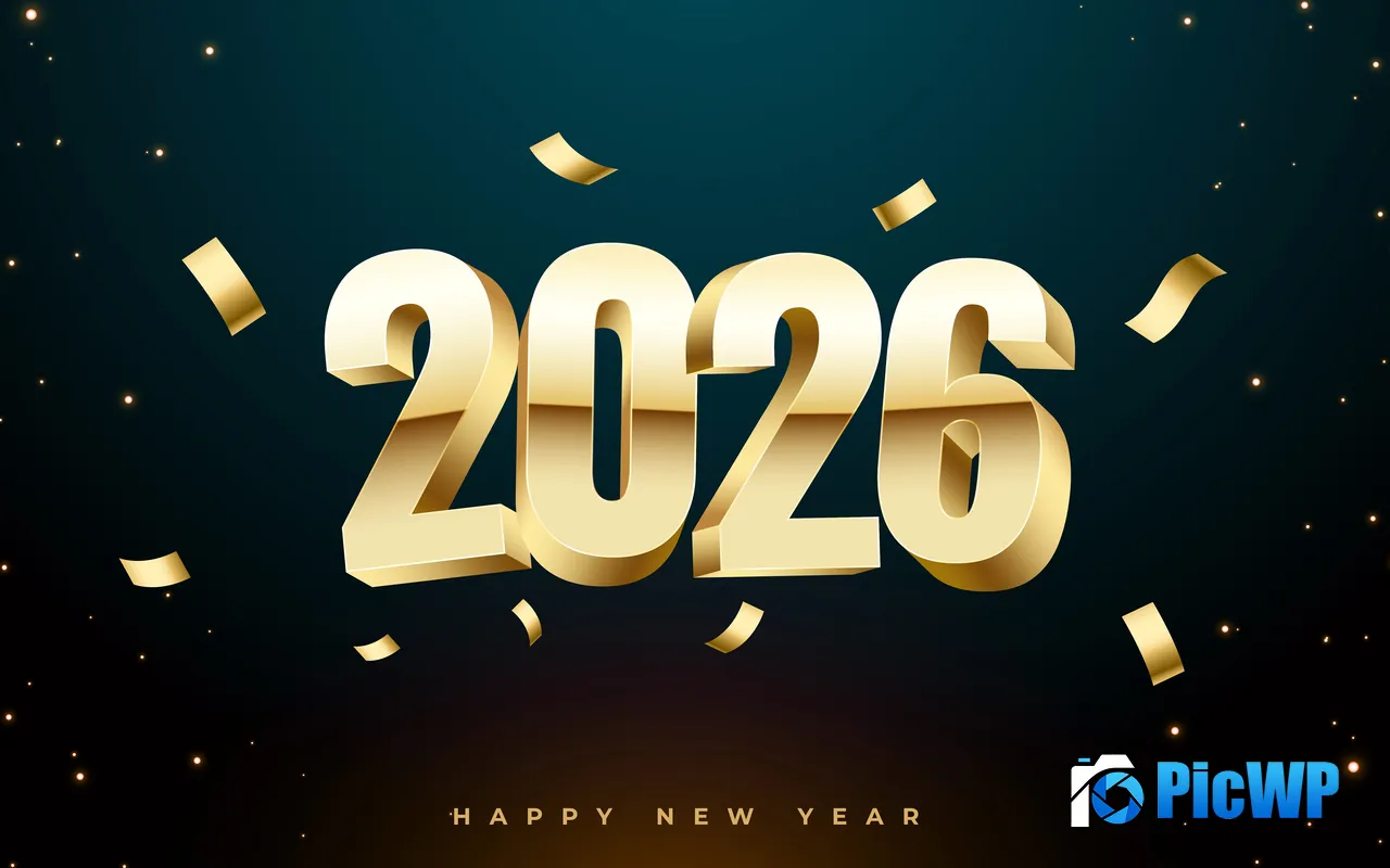 3D Happy New Year 2026 Abstract Art Design 5K PC Wallpaper