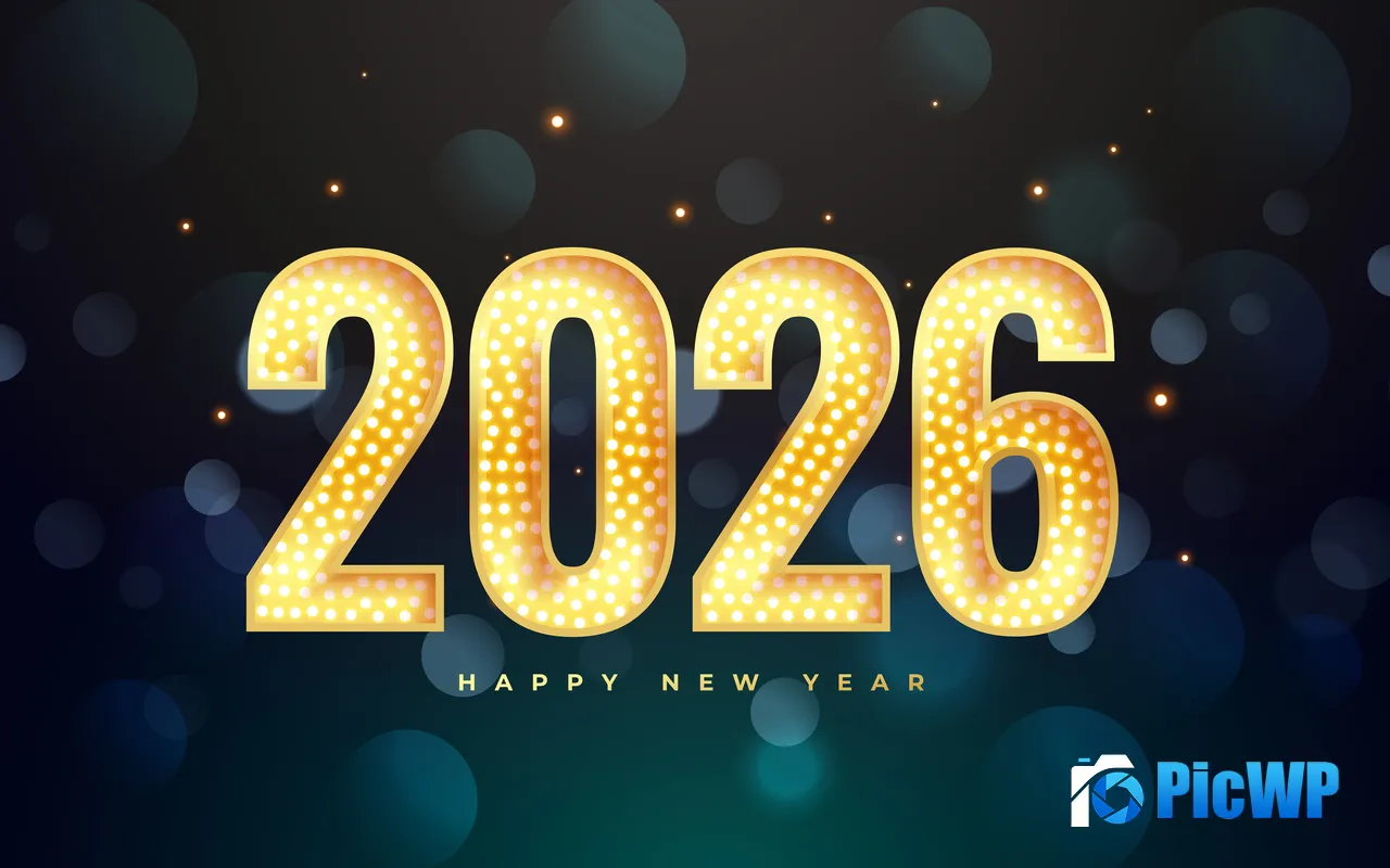 Happy New Year 2026 Holiday Colorful lights Brilliant 5K PC Wallpaper