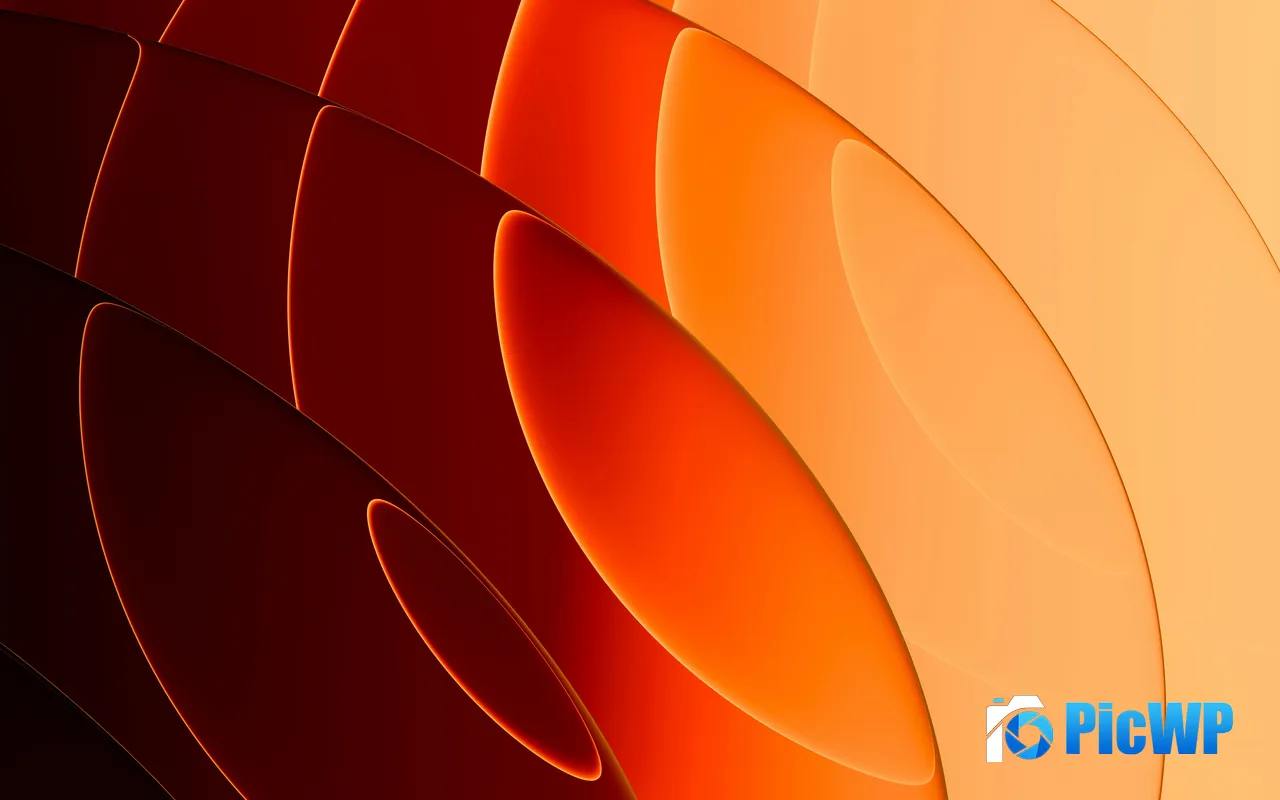 Orange Gradient Oval 3D Highlight Edges Abstract 5K PC Wallpaper