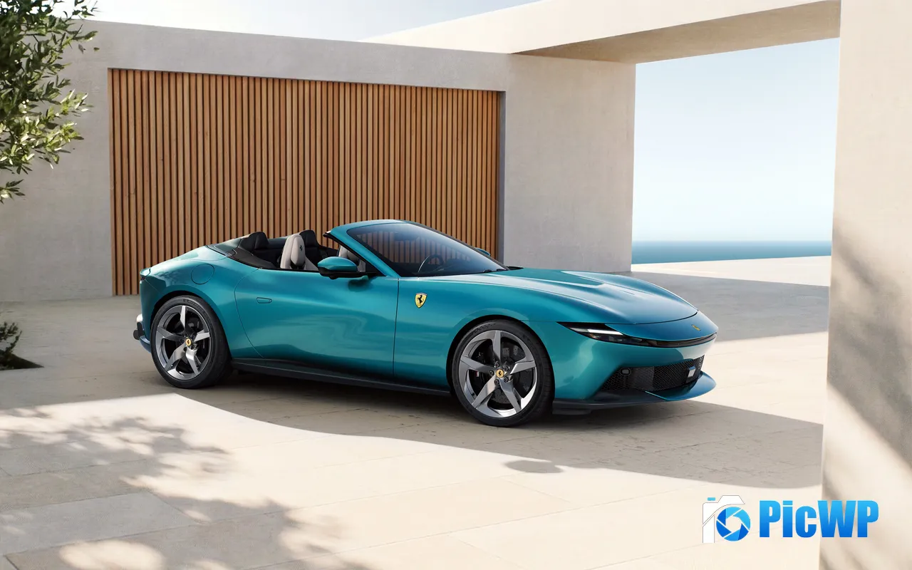 Ferrari Blue Amalfi Spider Supercar 2026 Electric Car 5K PC Wallpaper