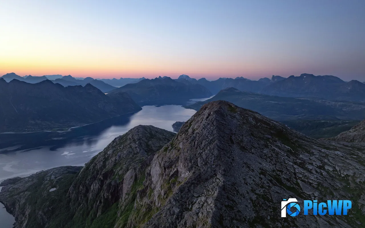 Summer Sunrise Dawn Morning Mountains and ridges Norway 5K PC Wallpaper