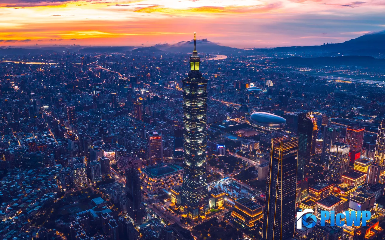 Skyline Skyscrapers Aerial View Taipei 101 Taiwan 5K PC Wallpaper