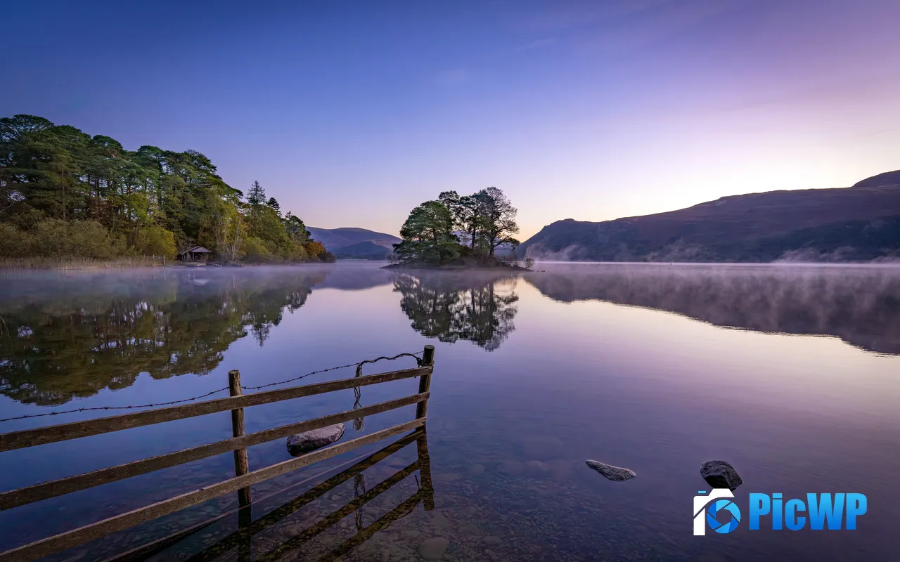 Dusk Abbots Bay Wood house Manesty Keswick UK 5K PC Wallpaper