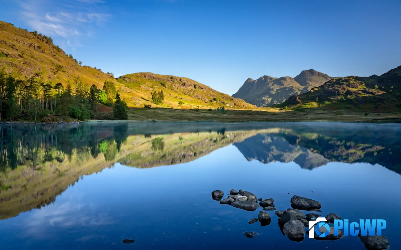 Calm Lake Stone Hills Blea Tarn Ambleside UK 5K PC Wallpaper