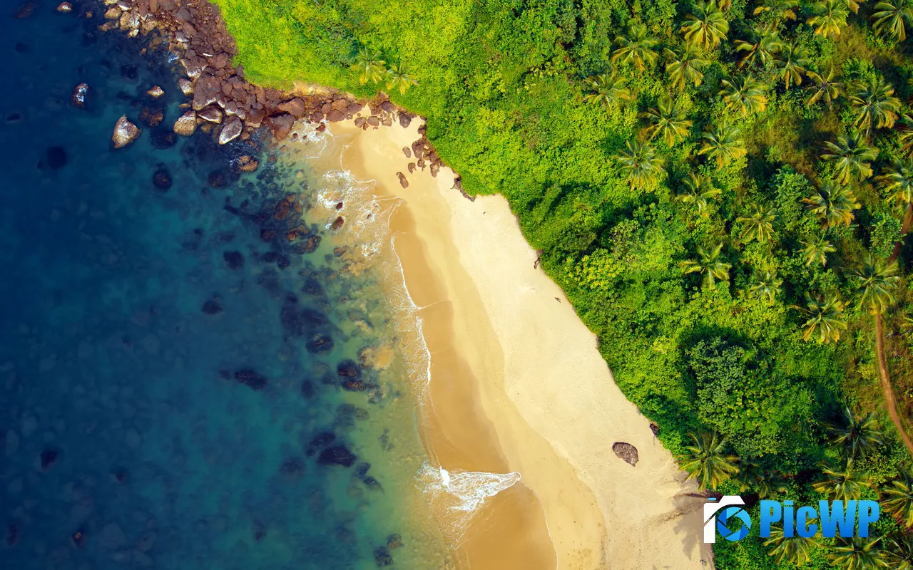 Aerial L<font color=red>and</font>scape Goa Beach Coast Apple Mac OS 5K PC Wallpaper