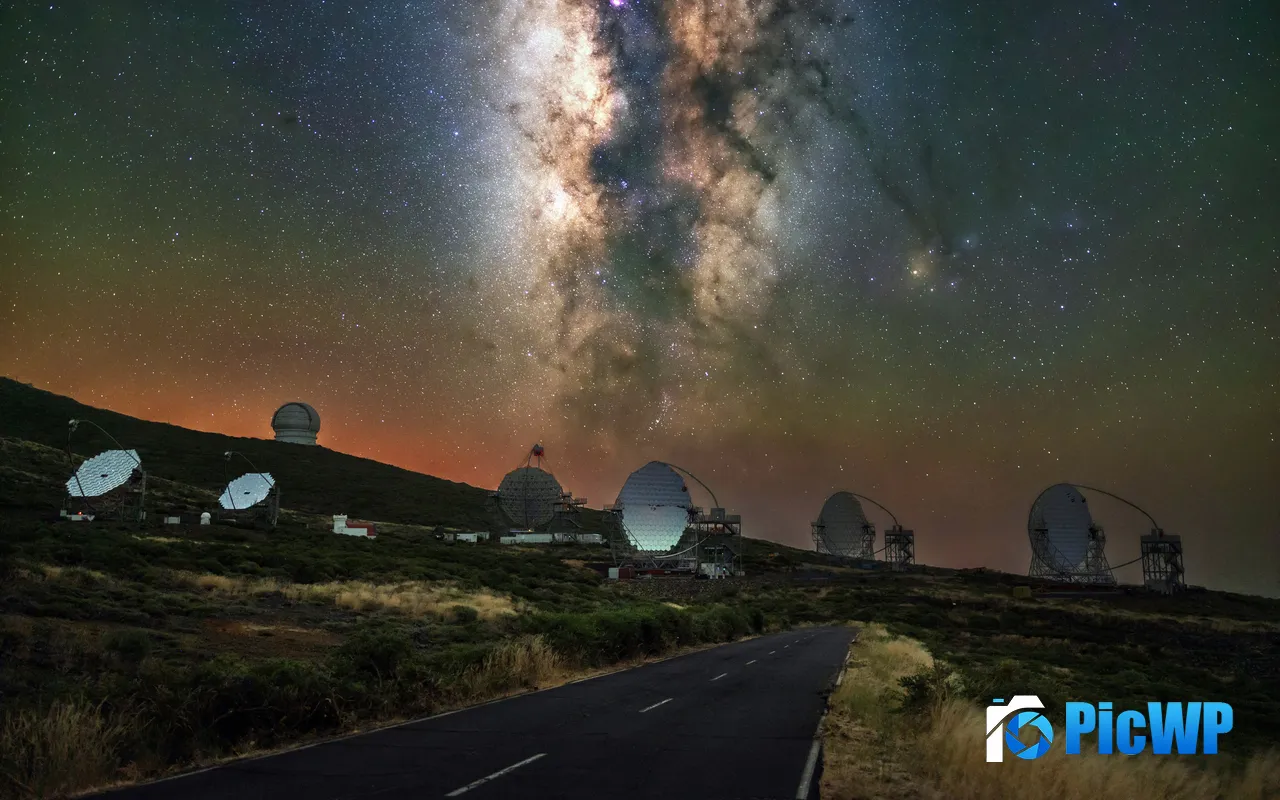 Rocks of Muchachos Spain Space Road Universe Galaxy 5K PC Wallpaper