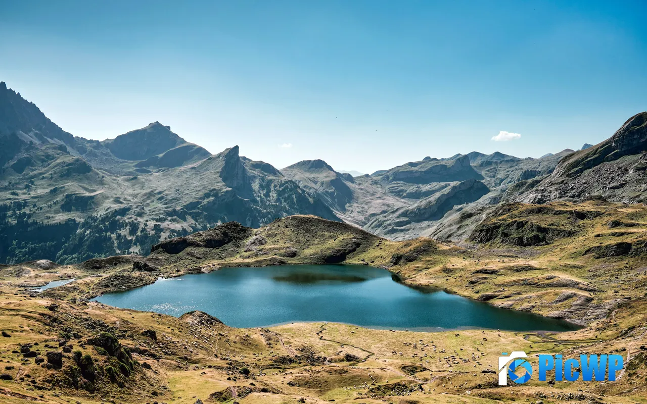France Pyrenees Mountains Peak Lake Outdoor <font color=red>Ad</font>venture 5K PC Wallpaper