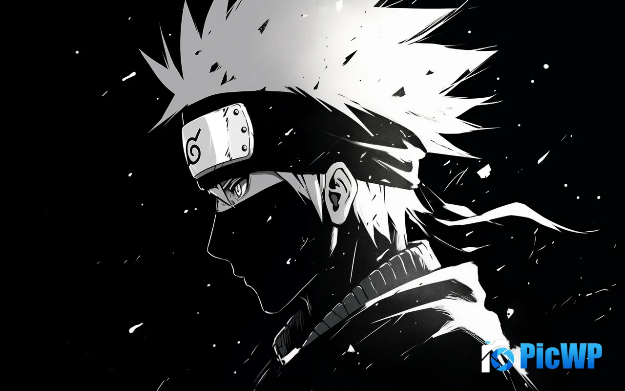 Kakashi Hatake Face Black <font color=red>and</font> White One Piece 5K PC Wallpaper