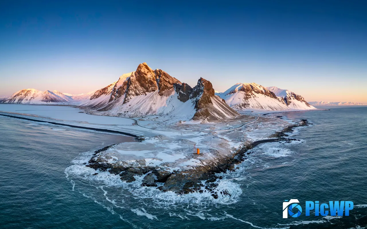Vestrahorn Icel<font color=red>and</font> Winter Coast Arctic Seascape 5K PC Wallpaper