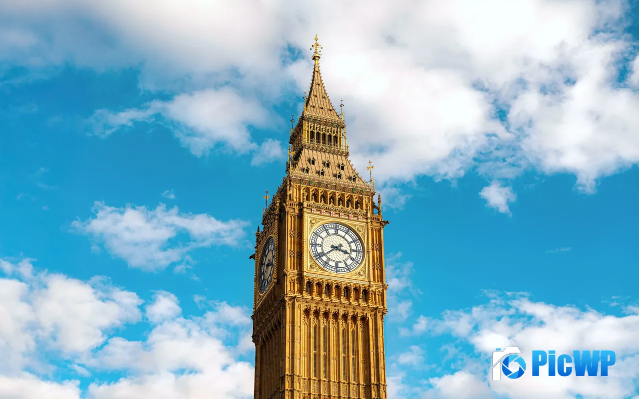 Sunshine Blue sky Big Ben London England 5K PC Wallpaper