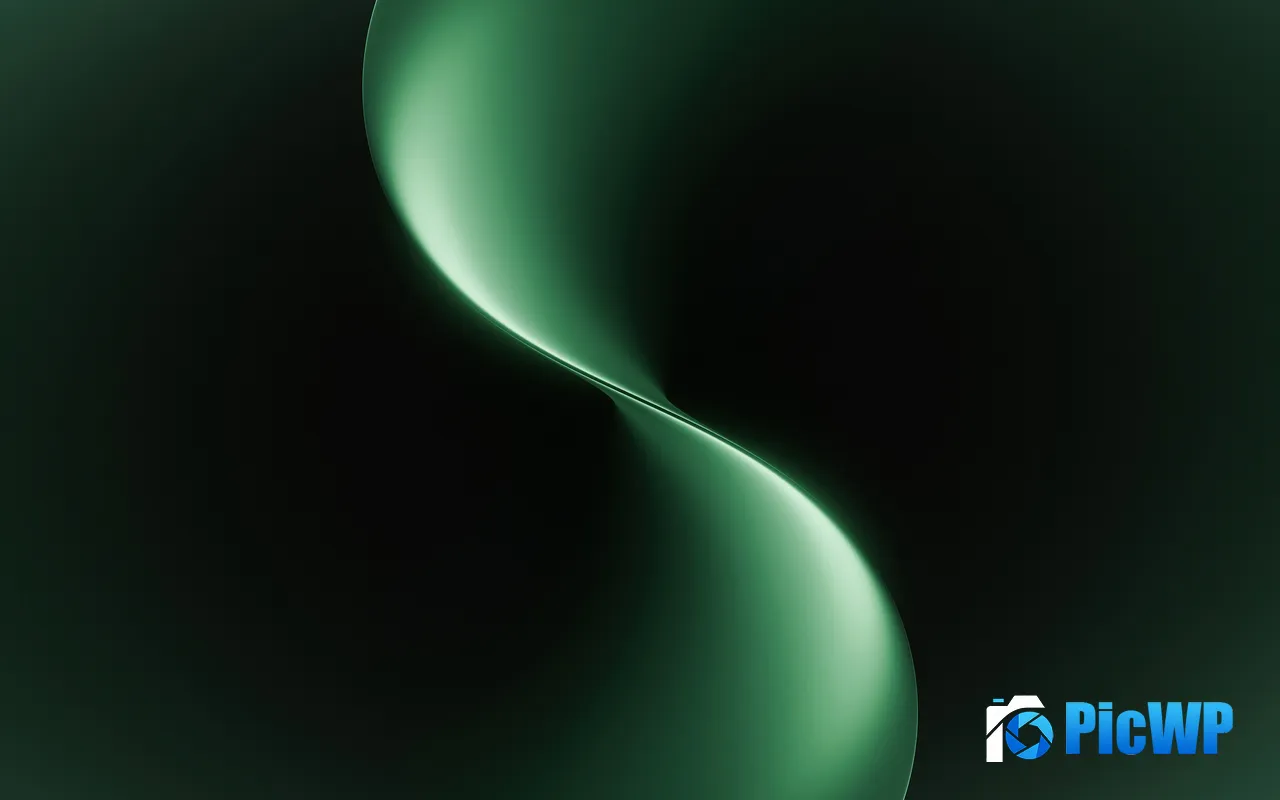 Dark Green Gradient Curve Abstract Design Background 5K PC Wallpaper