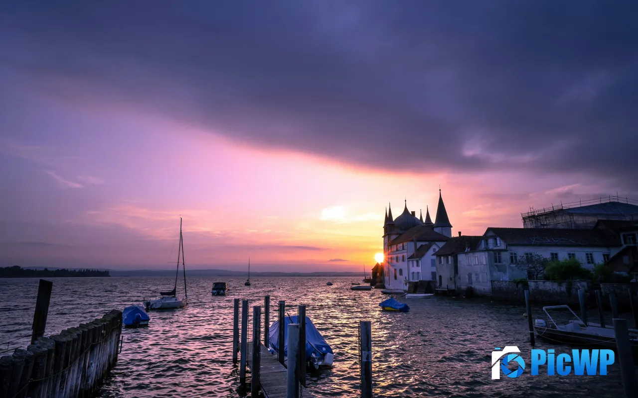 Steckborn Switzerland Sunrise Castle Museum Turmhof 5K PC Wallpaper