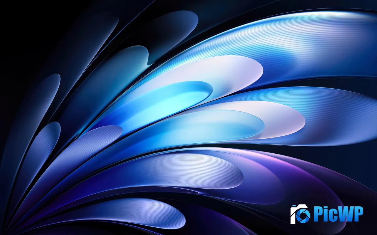 Dark Blue Feathers Abstract Art Design 5K PC Wallpaper