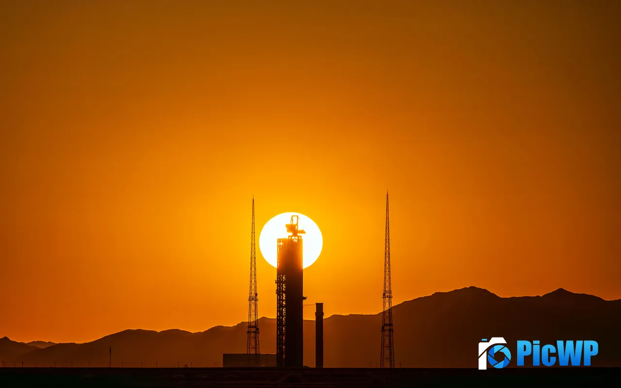 Landspace Commercial Spaceflight Launch Site Sunset 5K PC Wallpaper