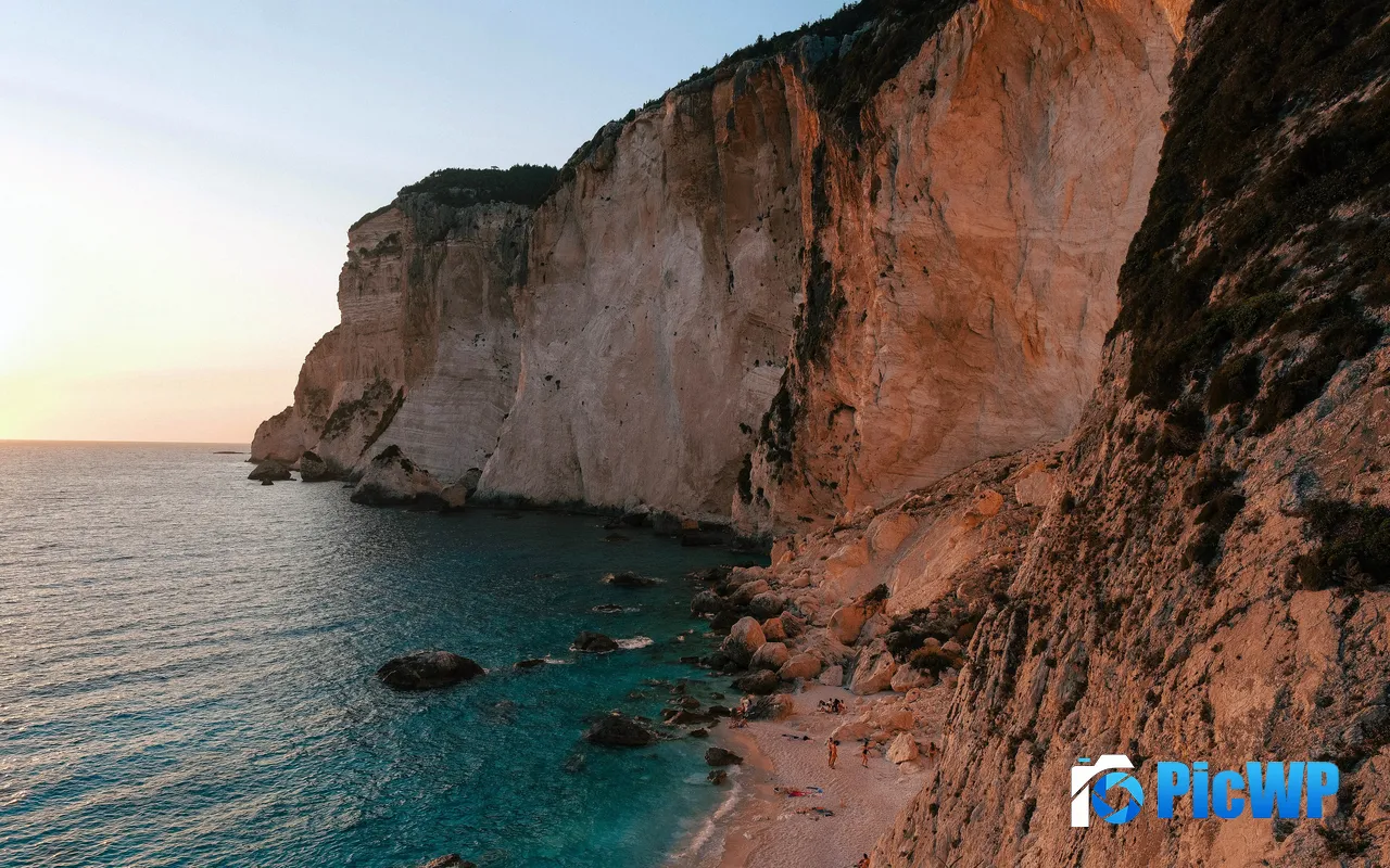 Ocean Coast Cliff Sunset Erimitis Corfu Greece 5K PC Wallpaper