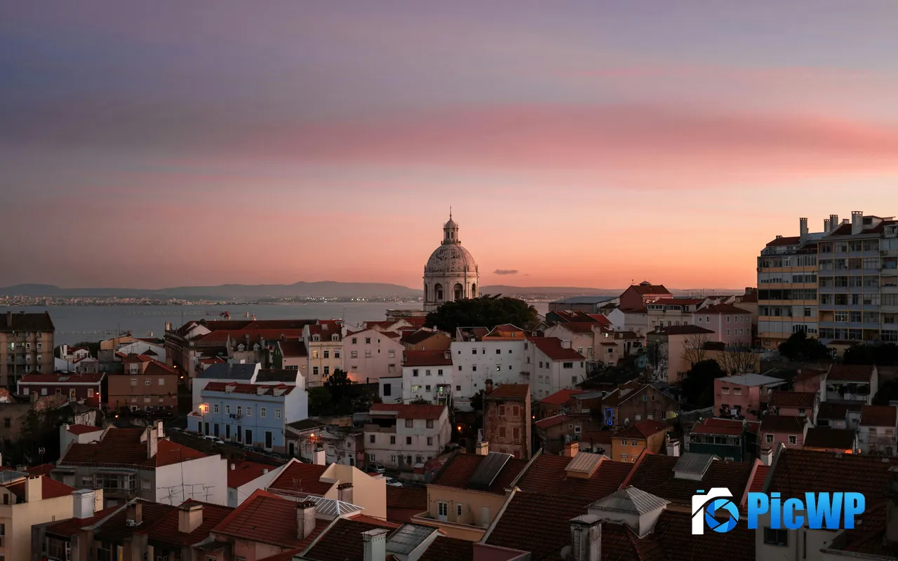 Dusk Summer Coast City Town Lisbon Portugal 5K PC Wallpaper