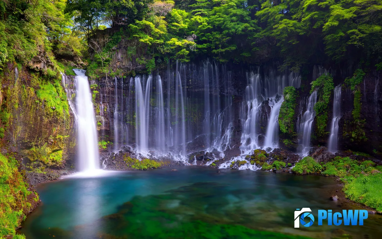 Shiraito Falls Japan Travel Waterfall Forest Nature 5K PC Wallpaper