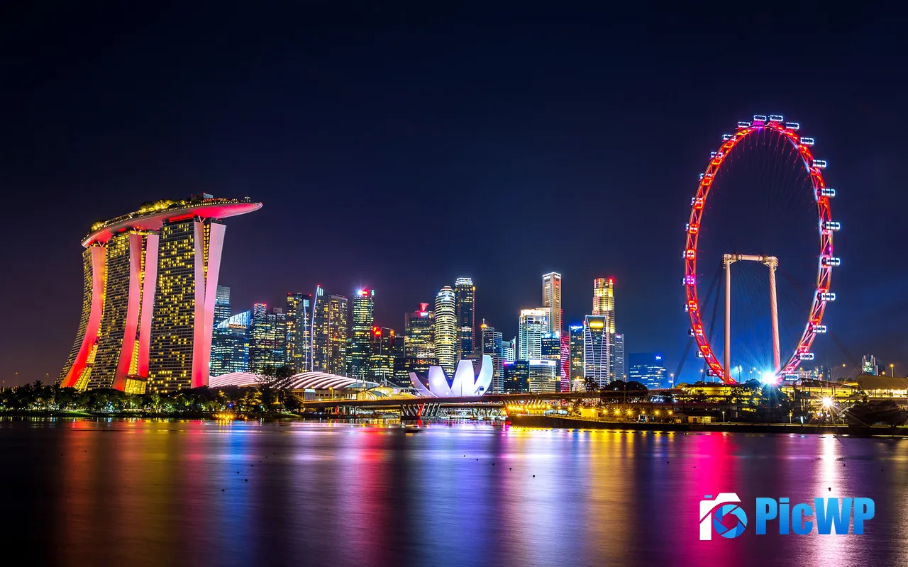 Marina Bay S<font color=red>and</font>s Singapore Skyscraper Night Skyline 5K PC Wallpaper