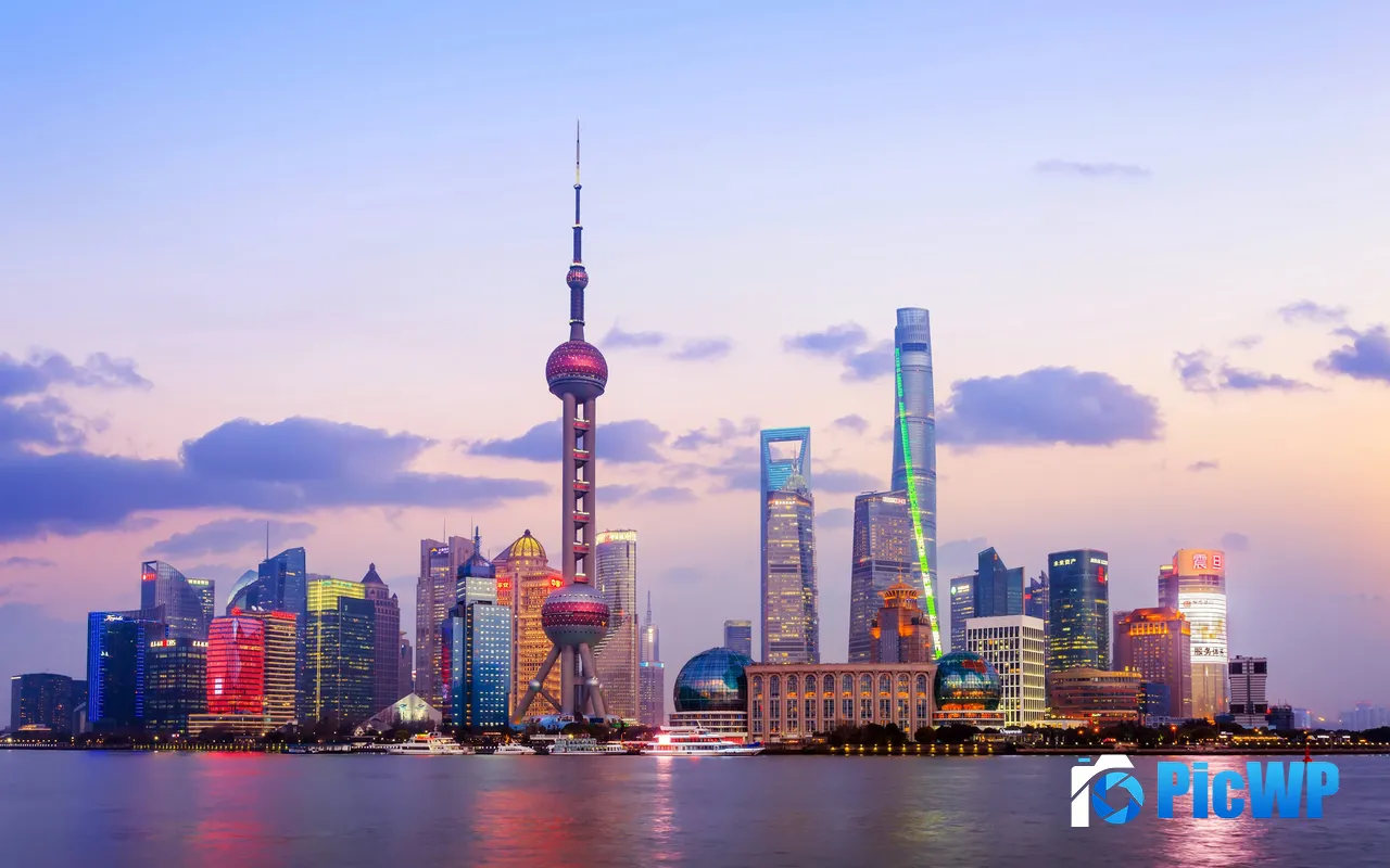 Skyscrapers Skyline Night View Shanghai Bund Shanghai China 5K PC Wallpaper
