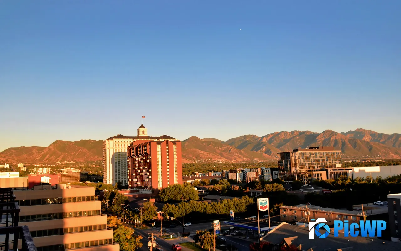 Summer Sunset Building Salt Lake City Utah USA 5K PC Wallpaper