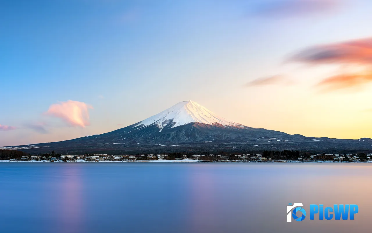 Mount Fuji Reflective Waters Summer Sunset Japan 5K PC Wallpaper