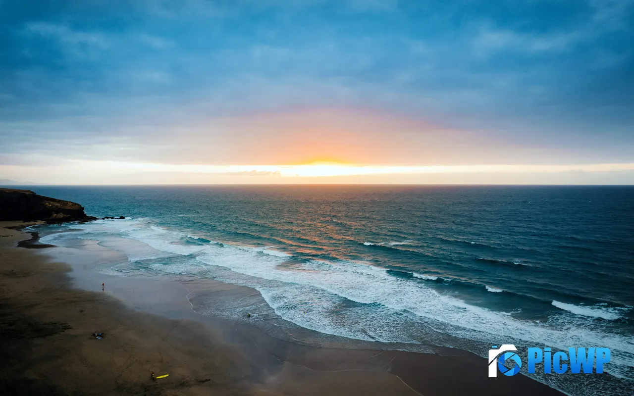 Fuerteventura Beach Sunset Sea Summer Spain 5K PC Wallpaper