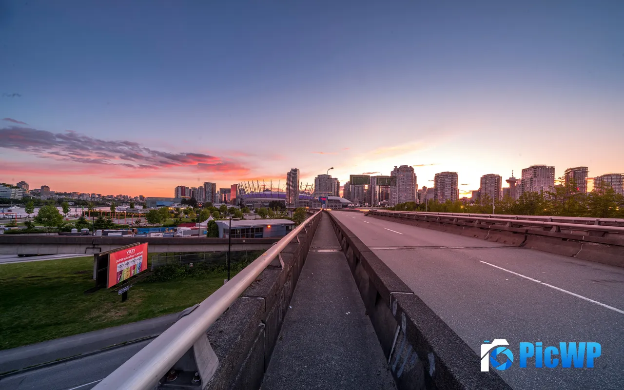 USA City Buildings Skyline Sunset Road 5K PC Wallpaper