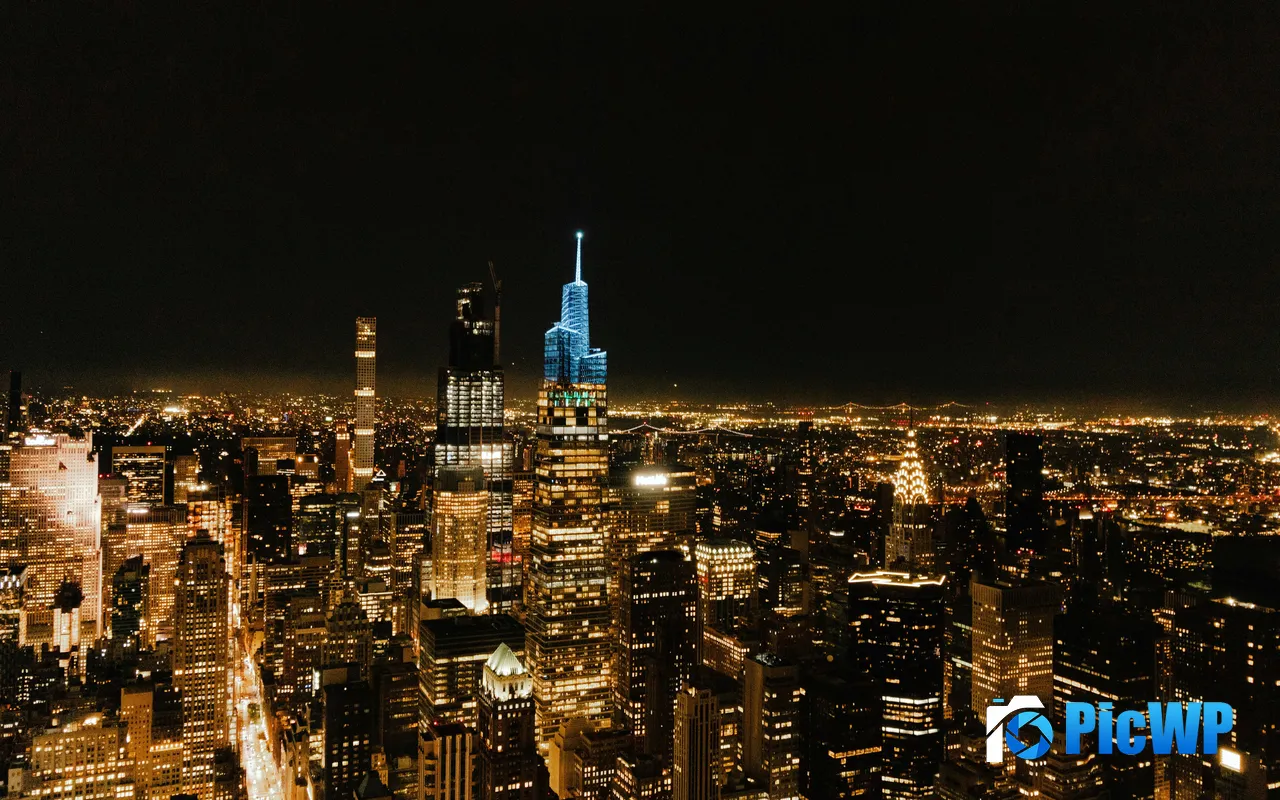 Skyline Night Empire State Building New York USA 5K PC Wallpaper