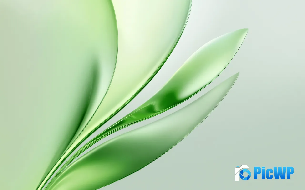 Green Glossy Abstract Flowers Background Design 5K PC Wallpaper