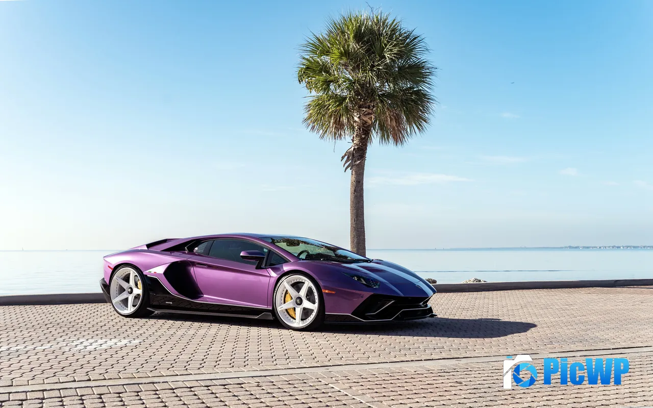 Purple Lamborghini 2025 Supercar Palm Coast 5K PC Wallpaper