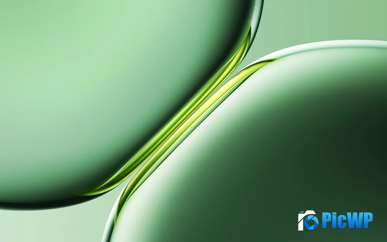 3D Green Abstract Transparent Bubbles Gradient 5K PC Wallpaper
