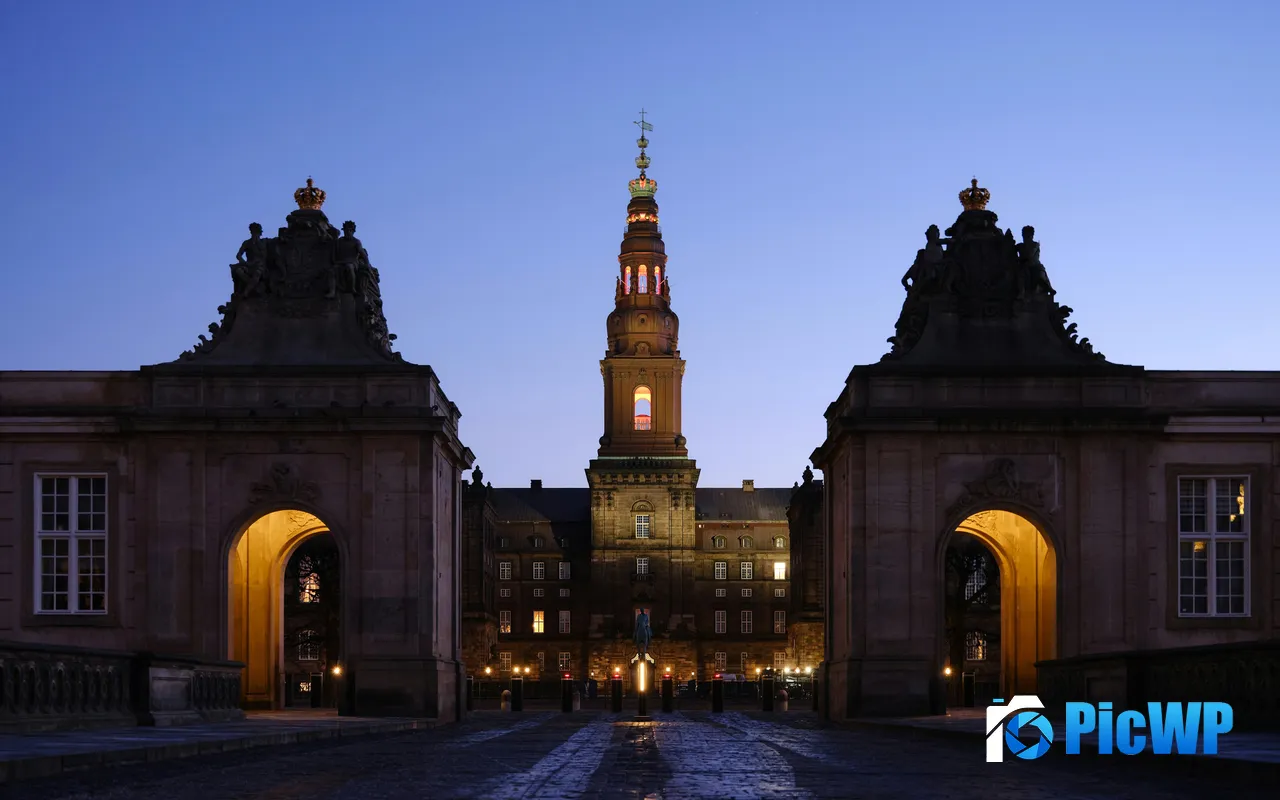 Christiansborg Palace Copenhagen Night Denmark 5K PC Wallpaper