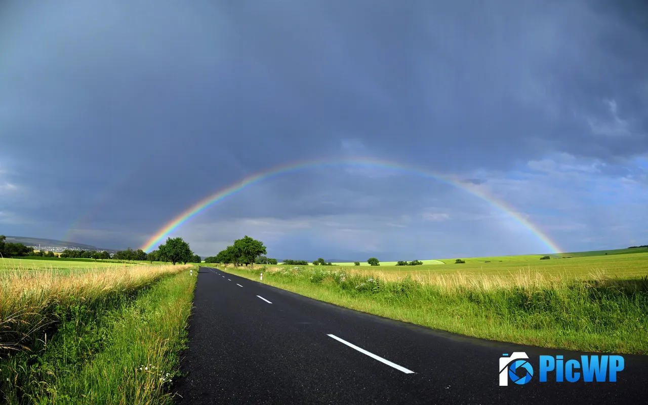 Meadow Road Rainbow Spring Village Travel 5K PC Wallpaper