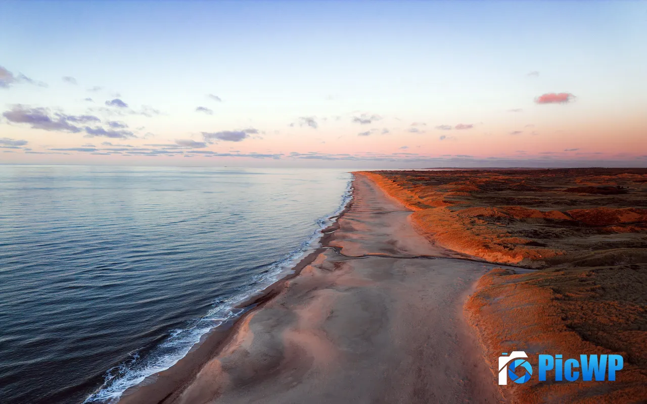 Coast Beach Sunset Skyline Summer Denmark 5K PC Wallpaper