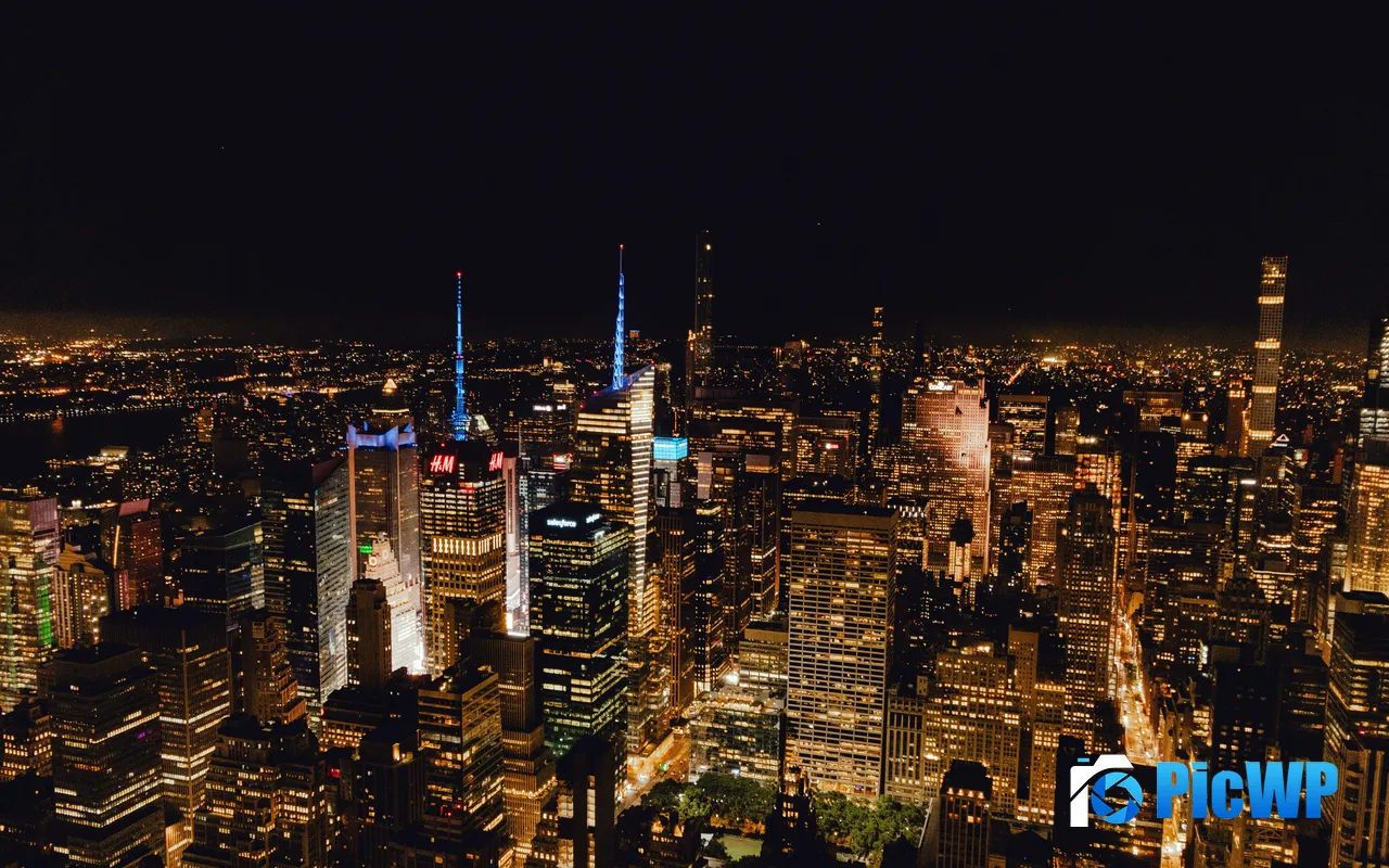 Night Empire State Building West 34th Street New York USA 5K PC Wallpaper