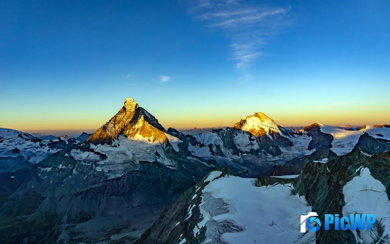 Dawn Sunrise Zermatt Mountains Peak Suisse 5K PC Wallpaper