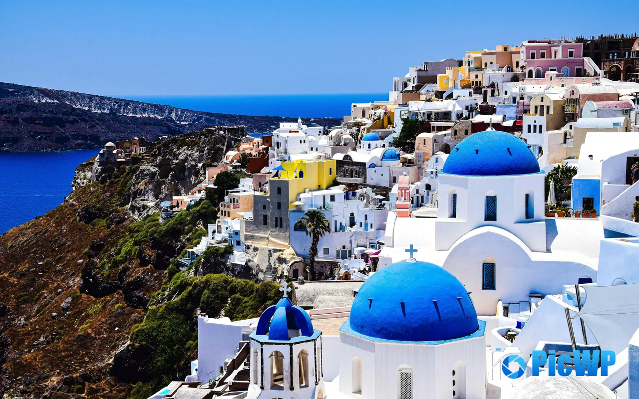 Summer Travel Island Vacation Santorini Greece 5K PC Wallpaper
