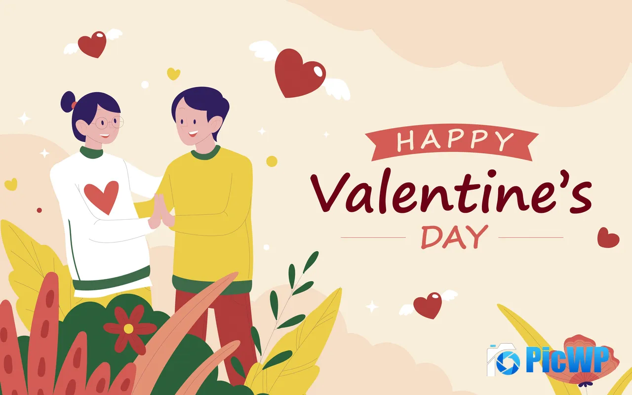 Valentines Day 2025 Romantic Holiday <font color=red>Cartoon</font> Theme 5K PC Wallpaper