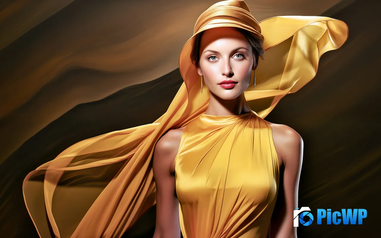 <font color=red>Beautiful</font> Lady Yellow Dress Model illustration 5K PC Wallpaper