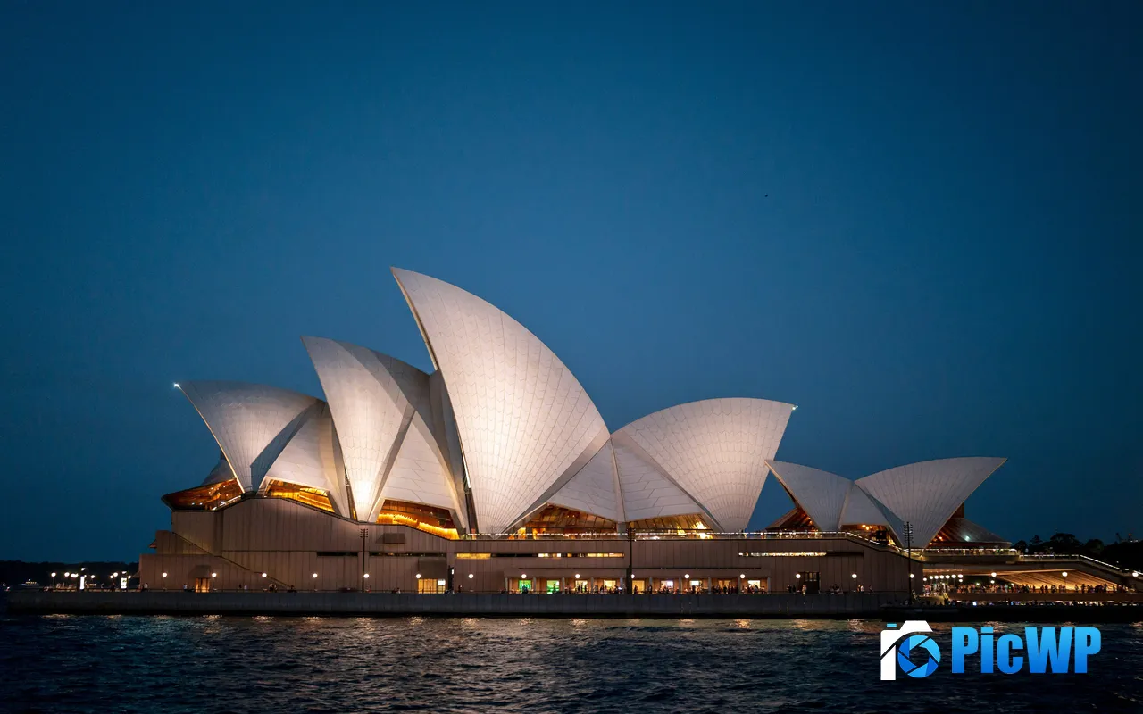 Night Sydney Opera House Sydney New South Wales Australia 5K PC Wallpaper