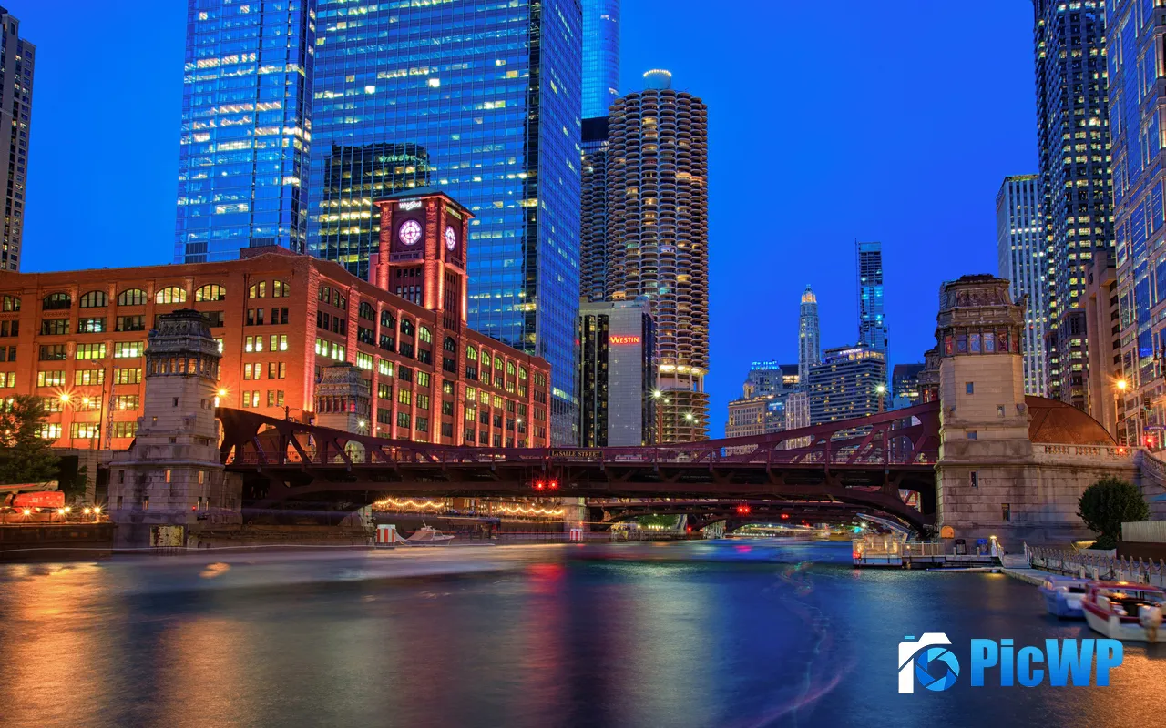 City River Skyscrapers Chicago Illinois USA 5K PC Wallpaper