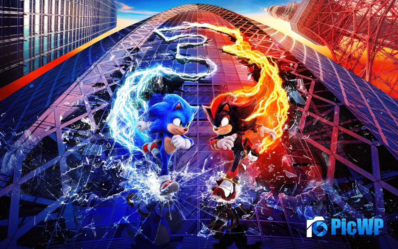 Sonic the Hedgehog 3 Sonic and <font color=red>Shadow</font> the Hedgehog Films 5K PC Wallpaper