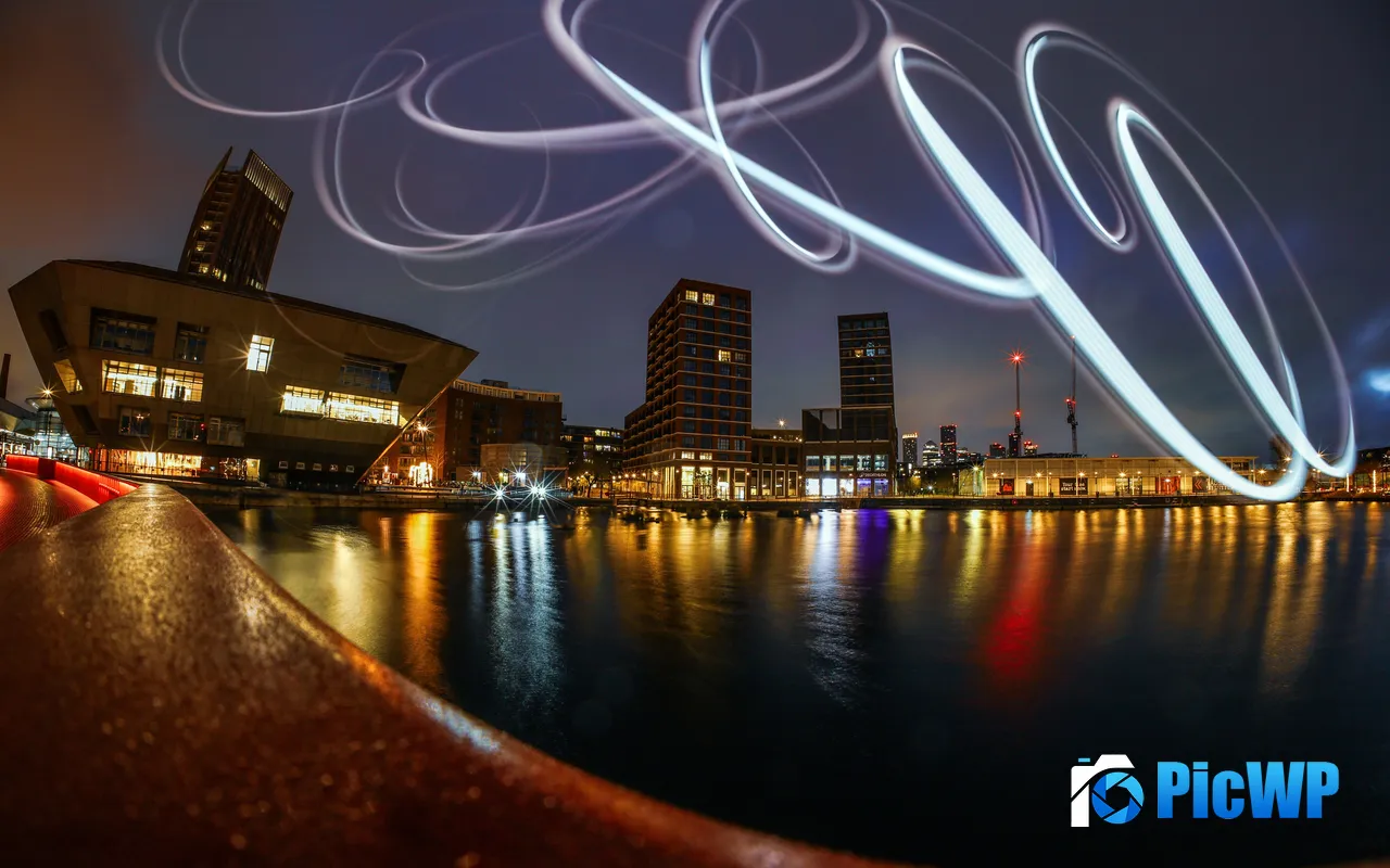Port Coast Canada Water City <font color=red>Night</font> London UK 5K PC Wallpaper