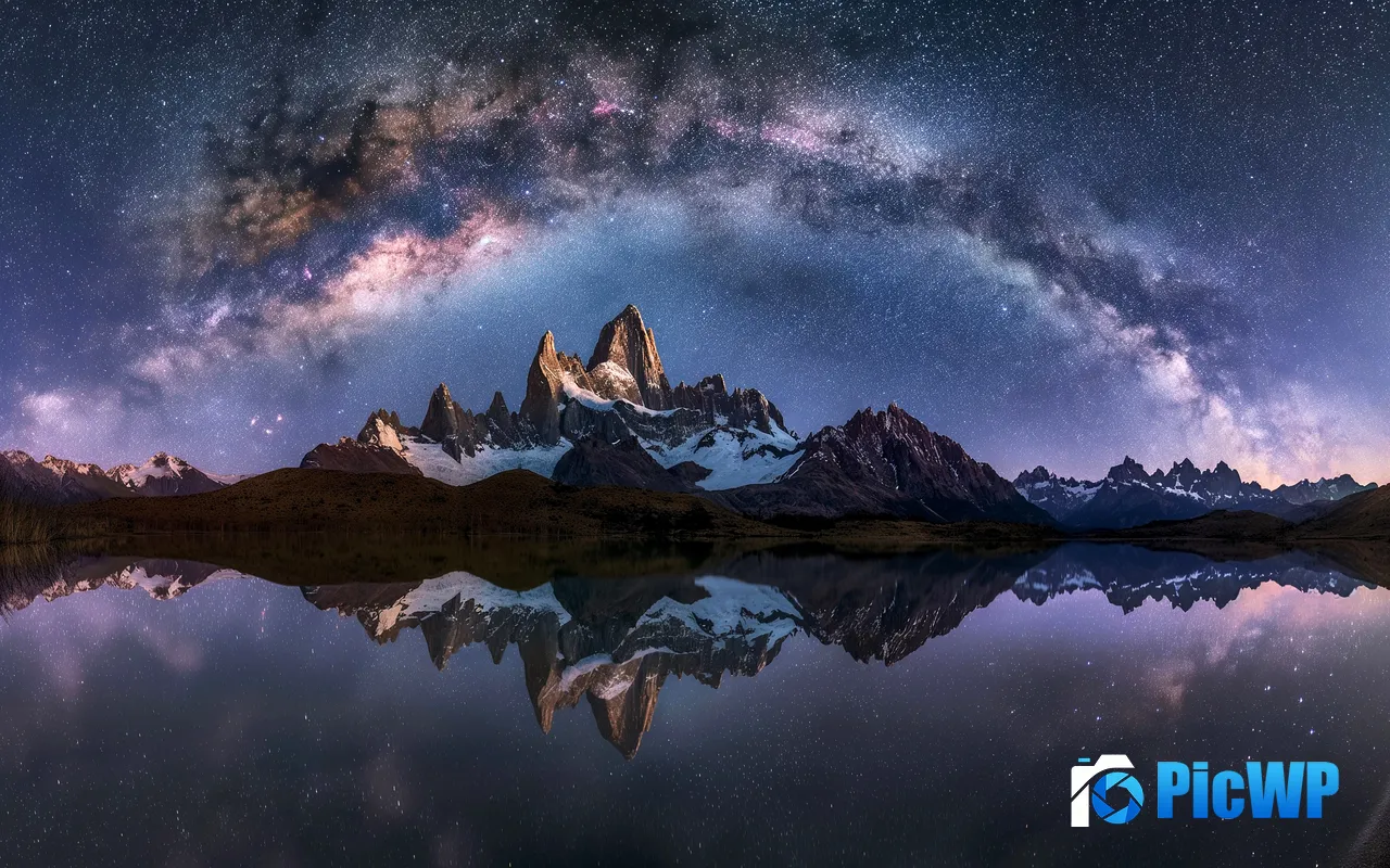 Starry sky Milky Way <font color=red>Lake</font> Peak Patagonia Bliss 5K PC Wallpaper